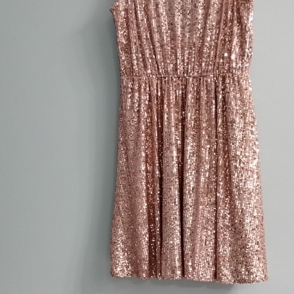 🌹Honey and Rosie Sparkling Blush Sequin Midi Dress With Deep V Neck Size XS - Picture 5 of 5